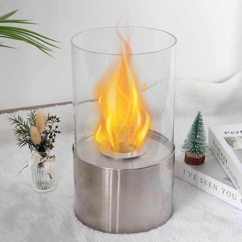 JHY DESIGN Metal BioEthanol Outdoor Tabletop Fireplace with Flame